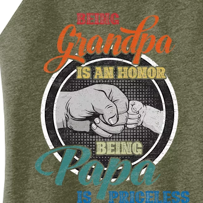 Being Grandpa Is An Honor Being Papa Is Priceless Fathers Women’s Perfect Tri Rocker Tank