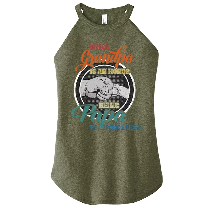 Being Grandpa Is An Honor Being Papa Is Priceless Fathers Women’s Perfect Tri Rocker Tank