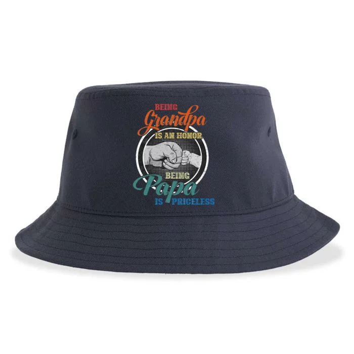 Being Grandpa Is An Honor Being Papa Is Priceless Fathers Sustainable Bucket Hat