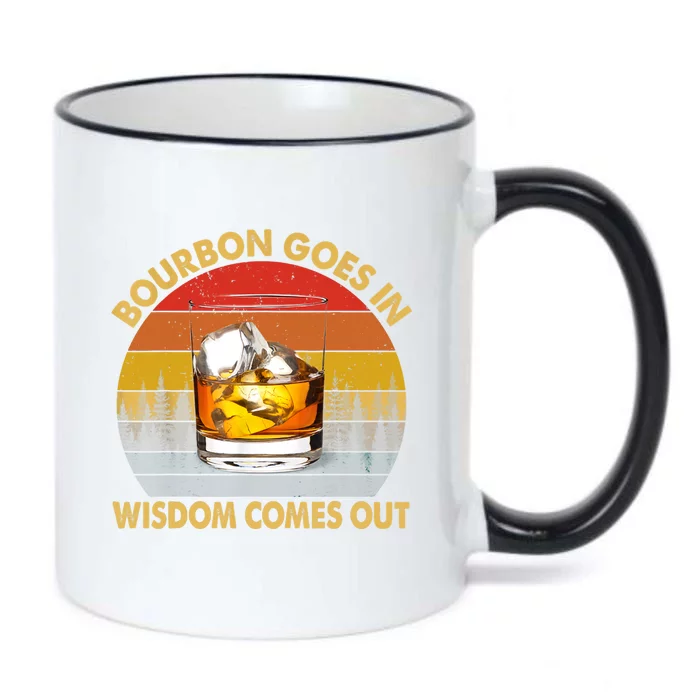 Bourbon Goes In Wisdom Comes Out Funny Bourbon S Lover TShirt Black Color Changing Mug