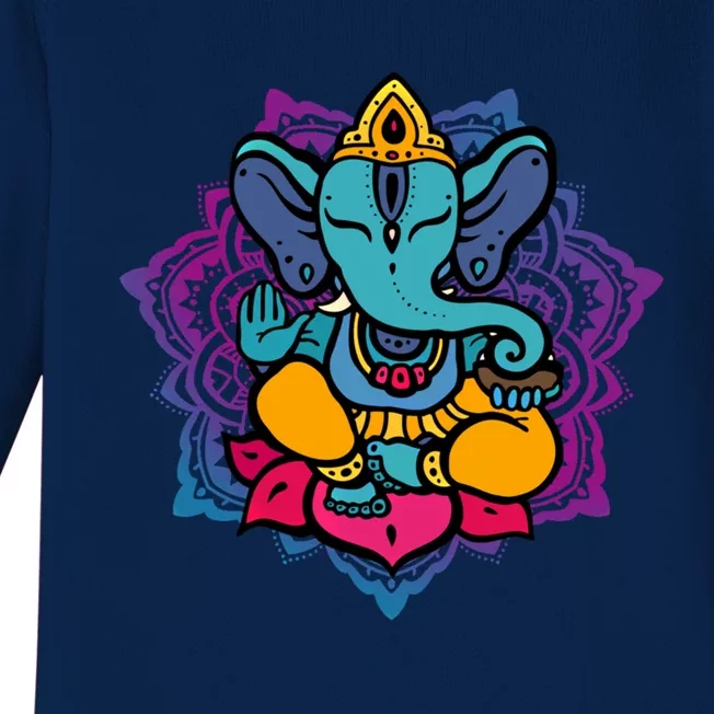 Beautiful Ganesha In Yoga Lotus Meditation Dala Cute Gift Baby Long Sleeve Bodysuit