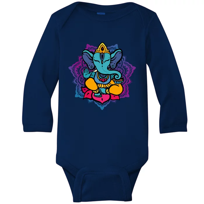 Beautiful Ganesha In Yoga Lotus Meditation Dala Cute Gift Baby Long Sleeve Bodysuit