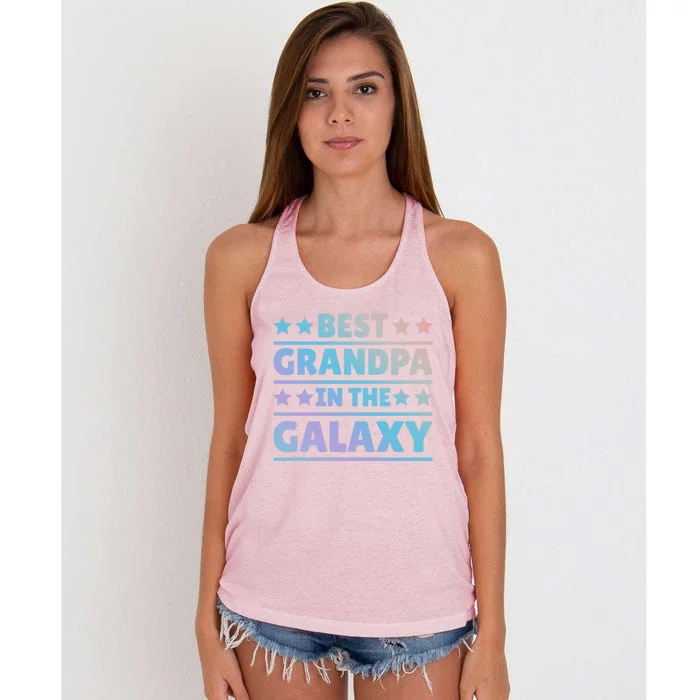 Best Grandpa In The Galaxy Cool Gift Women's Knotted Racerback Tank