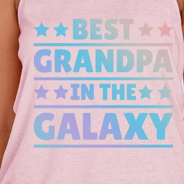 Best Grandpa In The Galaxy Cool Gift Women's Knotted Racerback Tank