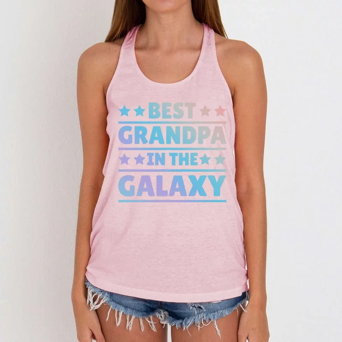 Best Grandpa In The Galaxy Cool Gift Women's Knotted Racerback Tank