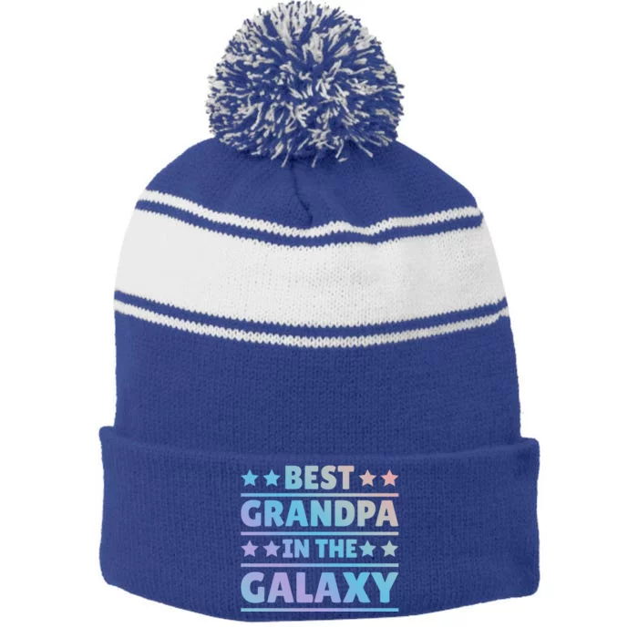 Best Grandpa In The Galaxy Cool Gift Stripe Pom Pom Beanie