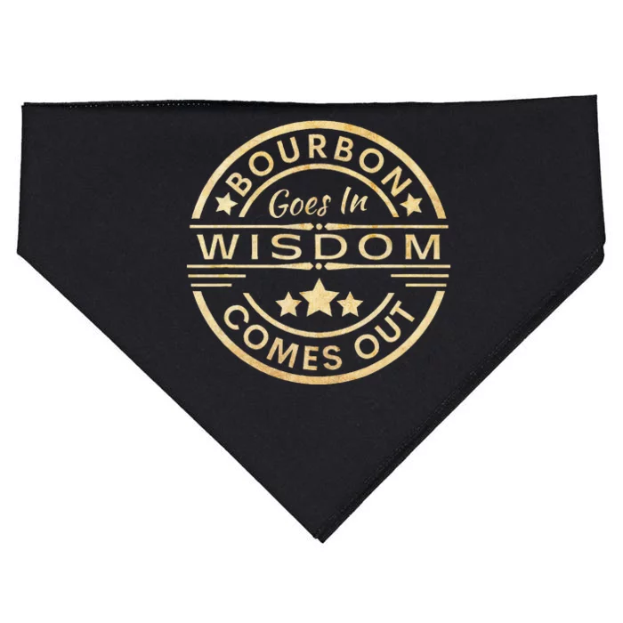 Bourbon Goes In Wisdom Comes Out Funny Drinking USA-Made Doggie Bandana