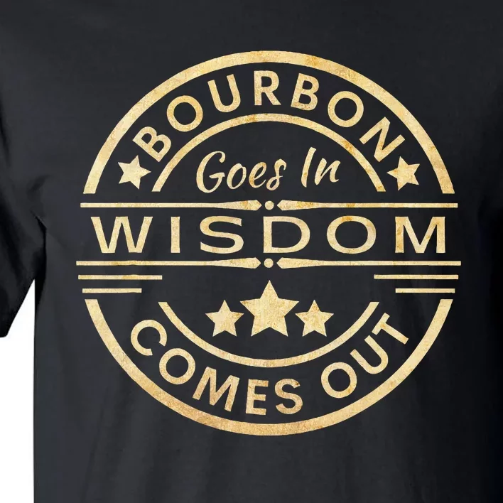 Bourbon Goes In Wisdom Comes Out Funny Drinking Tall T-Shirt