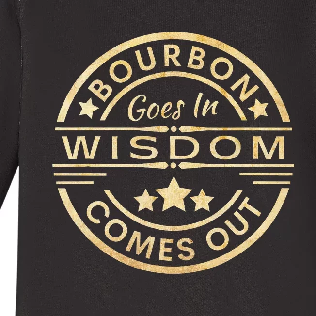 Bourbon Goes In Wisdom Comes Out Funny Drinking Baby Long Sleeve Bodysuit