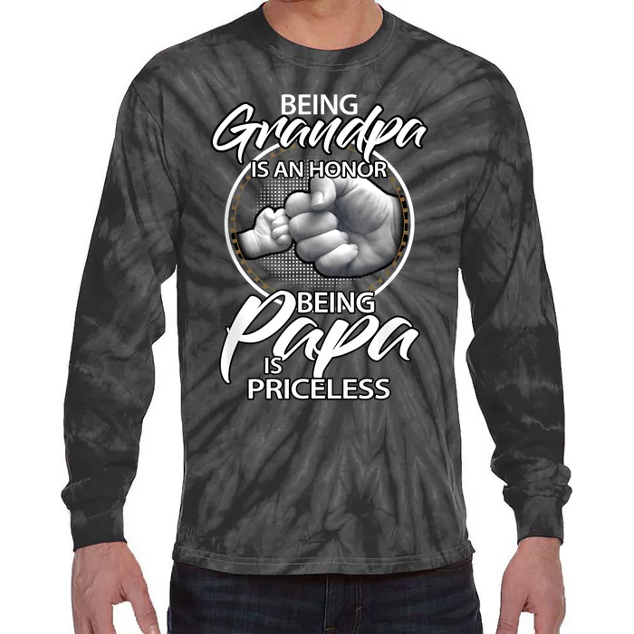 Being Grandpa Is An Honor Being Papa Is Priceless Tie-Dye Long Sleeve Shirt