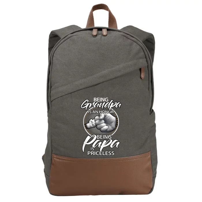 Being Grandpa Is An Honor Being Papa Is Priceless Cotton Canvas Backpack