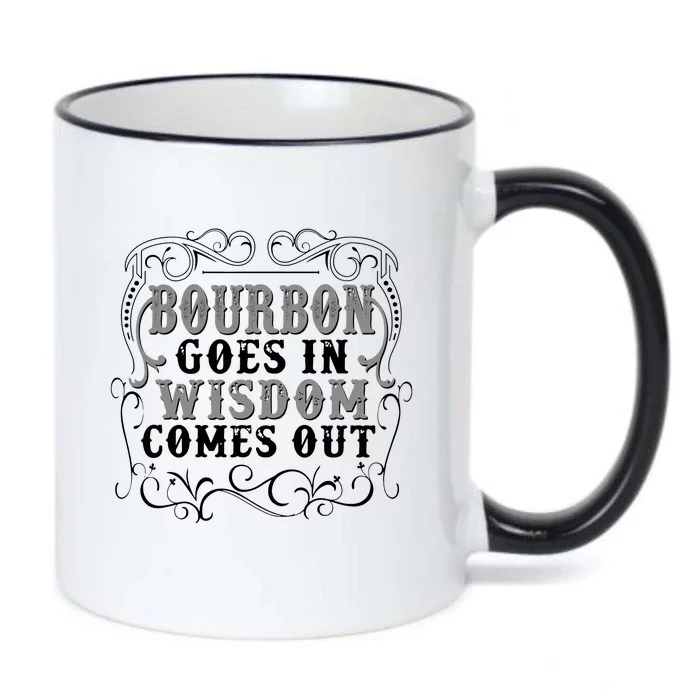 Bourbon Goes In Wisdom Comes Out Black Color Changing Mug