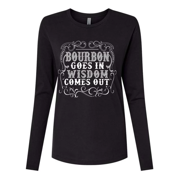 Bourbon Goes In Wisdom Comes Out Womens Cotton Relaxed Long Sleeve T-Shirt