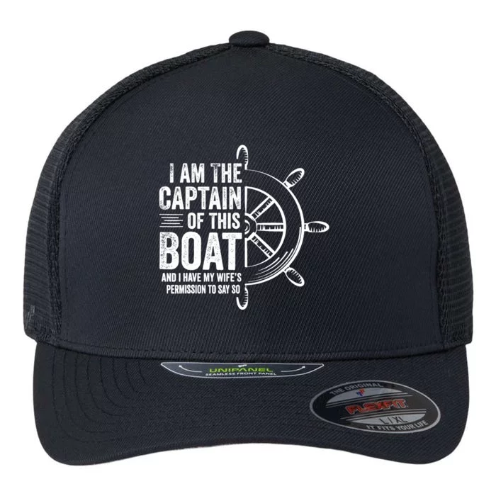 Boating Gifts I Am The Captain Of This Boat Sailing Skipper Flexfit Unipanel Trucker Cap