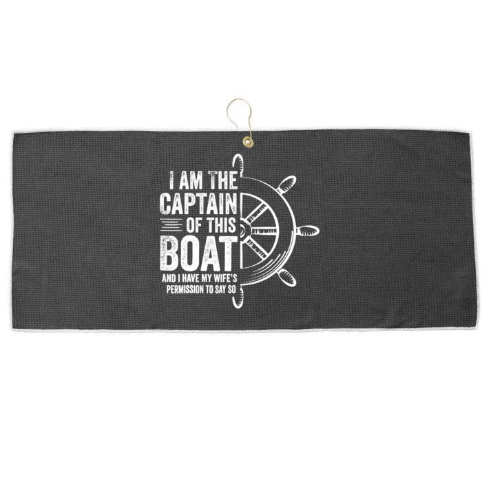 Boating Gifts I Am The Captain Of This Boat Sailing Skipper Large Microfiber Waffle Golf Towel