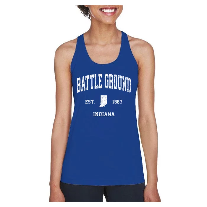 Battle Ground Indiana In Vintage Athletic Sports Women's Racerback Tank