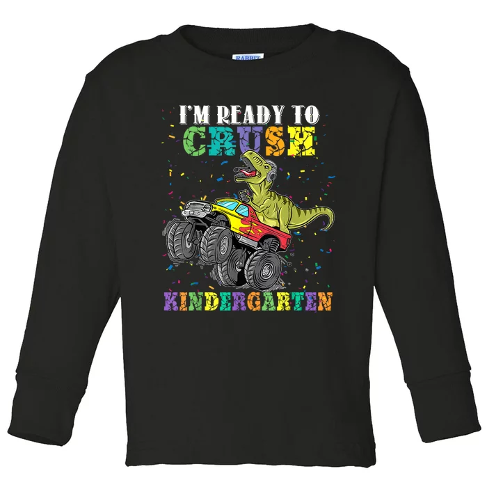 Brand: Generic Im Ready To Crush Kindergarten Monster Truck Dinosaur Boy Toddler Long Sleeve Shirt