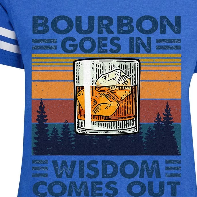 Bourbon Goes In Wisdom Comes Out Bourbon Drinking Lover Gift Enza Ladies Jersey Football T-Shirt