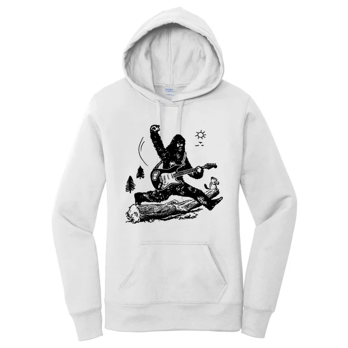 Bigfoot Guitar Jump Women's Pullover Hoodie