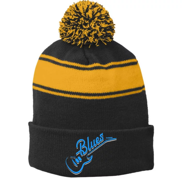 Blues Guitar Jazz Music Guitarist Blues Stripe Pom Pom Beanie