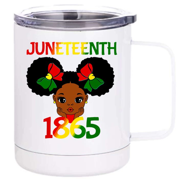 Black Girl Juneteenth 1865 Celebration Front & Back 12oz Stainless Steel Tumbler Cup