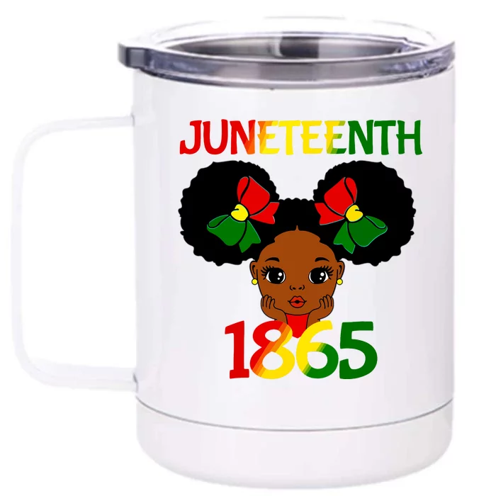 Black Girl Juneteenth 1865 Celebration Front & Back 12oz Stainless Steel Tumbler Cup