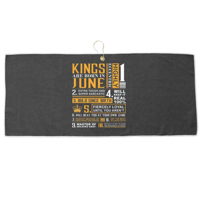 Birthday Gifts Kings are Born In June Large Microfiber Waffle Golf Towel