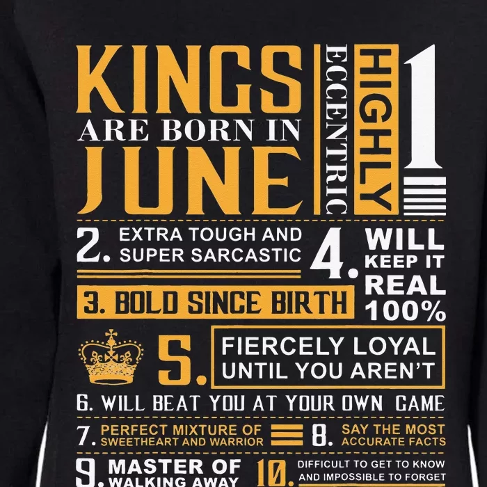 Birthday Gifts Kings are Born In June Womens California Wash Sweatshirt