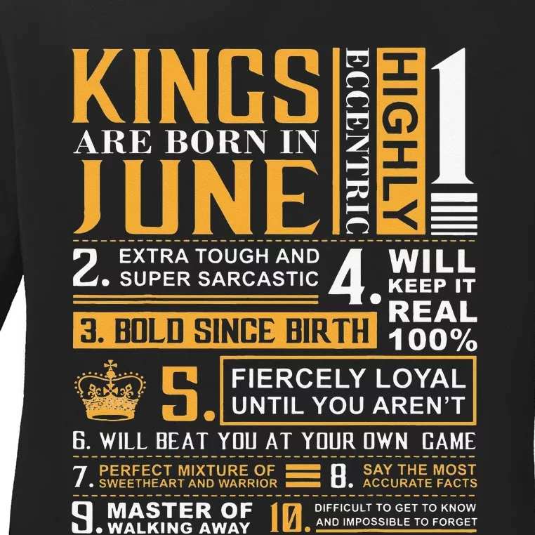 Birthday Gifts Kings are Born In June Ladies Long Sleeve Shirt