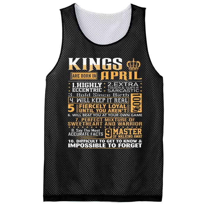 Birthday Gifts Kings Are Born In April Mesh Reversible Basketball Jersey Tank