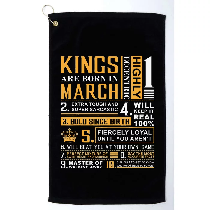 Birthday Gifts Kings are Born In March Platinum Collection Golf Towel