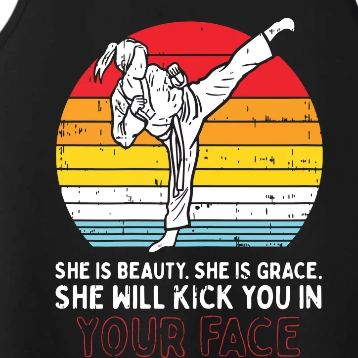 Beauty Grace Kick You In Face Karate Taekwondo Gift Performance Tank