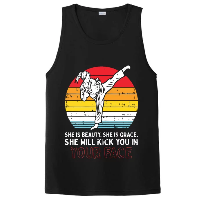 Beauty Grace Kick You In Face Karate Taekwondo Gift Performance Tank