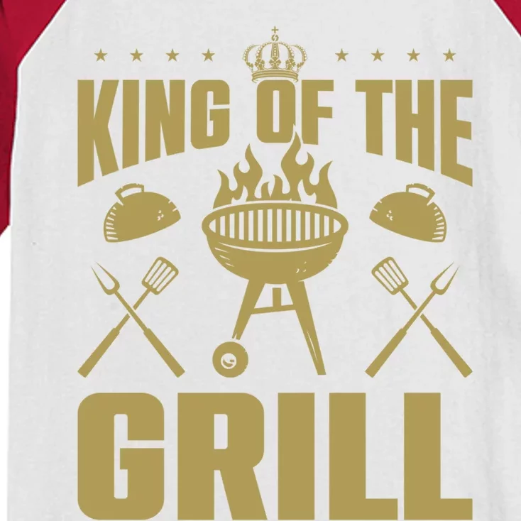 Bbq Grilling King Of The Grill Funny Barbecue Gift Kids Colorblock Raglan Jersey