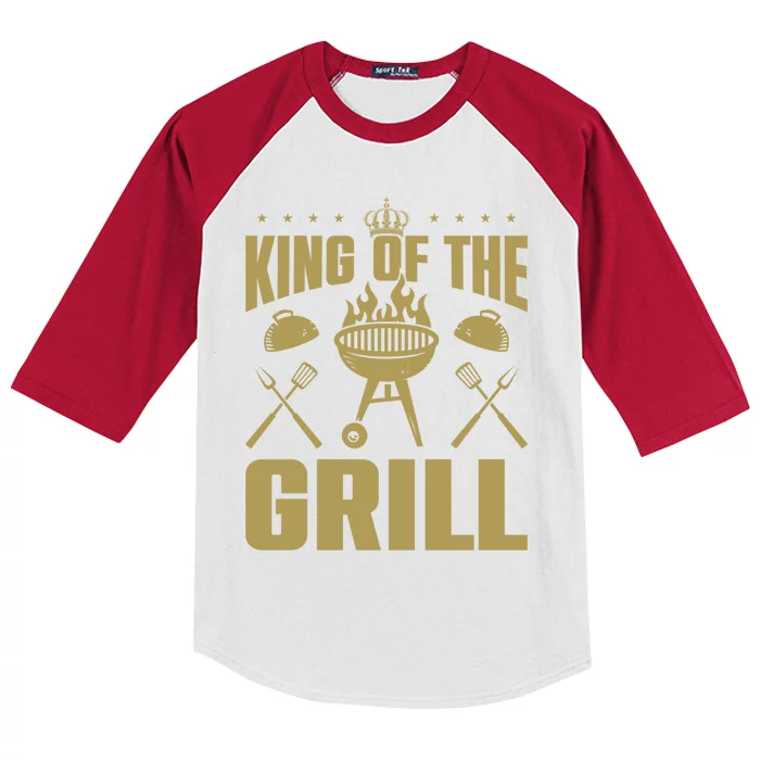 Bbq Grilling King Of The Grill Funny Barbecue Gift Kids Colorblock Raglan Jersey