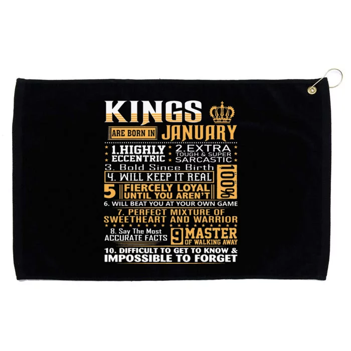 Birthday Gifts Kings Are Born In January Grommeted Golf Towel