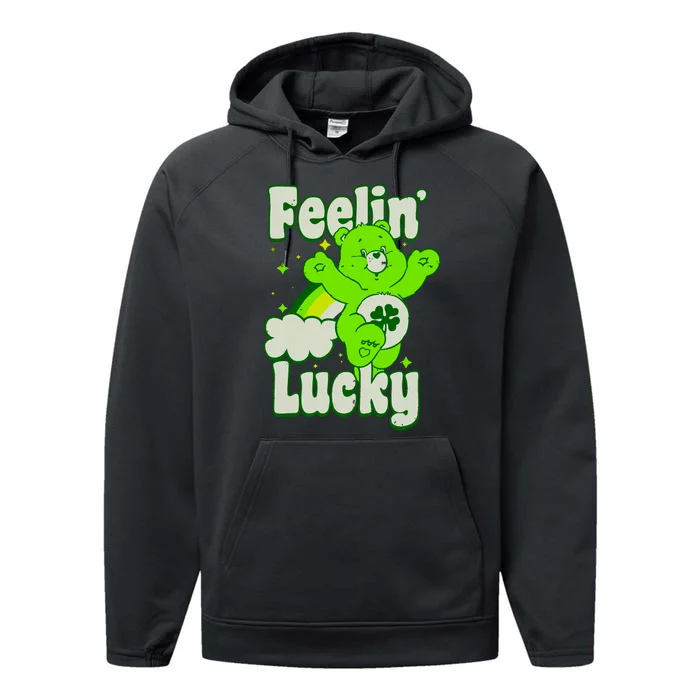 Bears Good Luck Bear Jumping Feelin Lucky Distressed Performance Fleece Hoodie