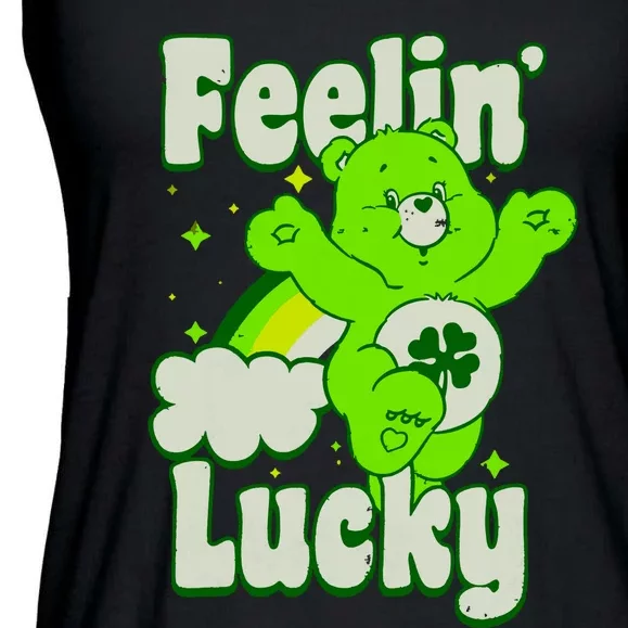 Bears Good Luck Bear Jumping Feelin Lucky Distressed Ladies Essential Flowy Tank