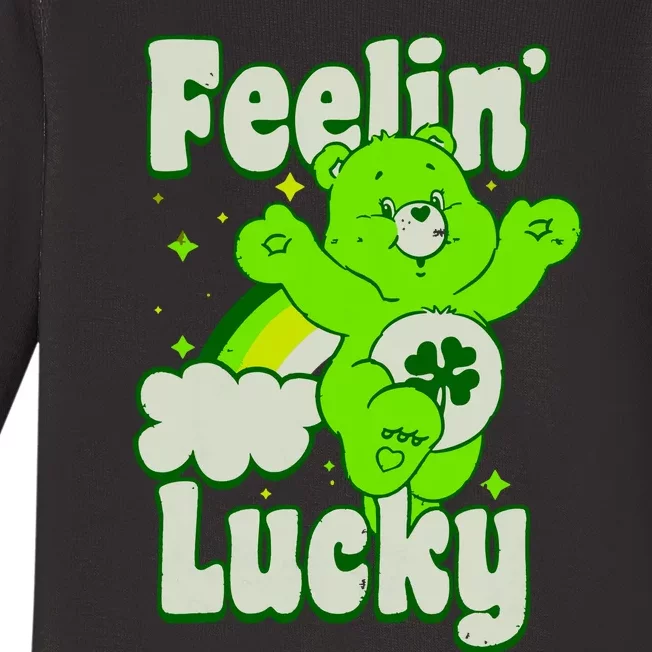 Bears Good Luck Bear Jumping Feelin Lucky Distressed Baby Long Sleeve Bodysuit