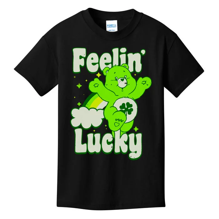 Bears Good Luck Bear Jumping Feelin Lucky Distressed Kids T-Shirt