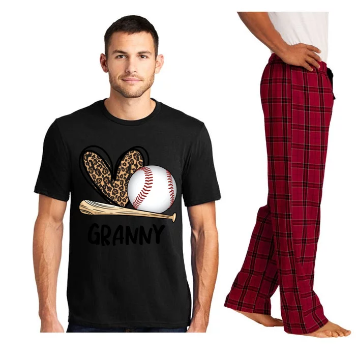 Baseball Granny Leopard Heart Baseball Lover Great Gift Pajama Set