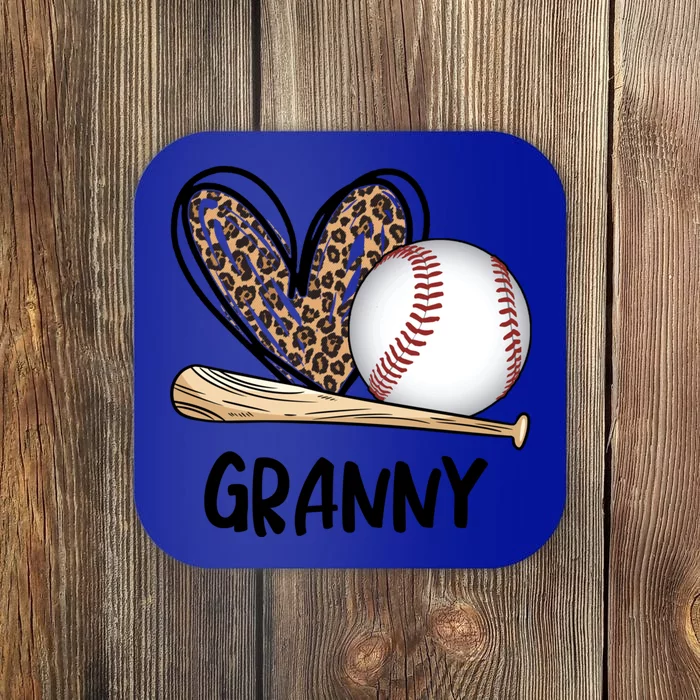 Baseball Granny Leopard Heart Baseball Lover Great Gift Coaster