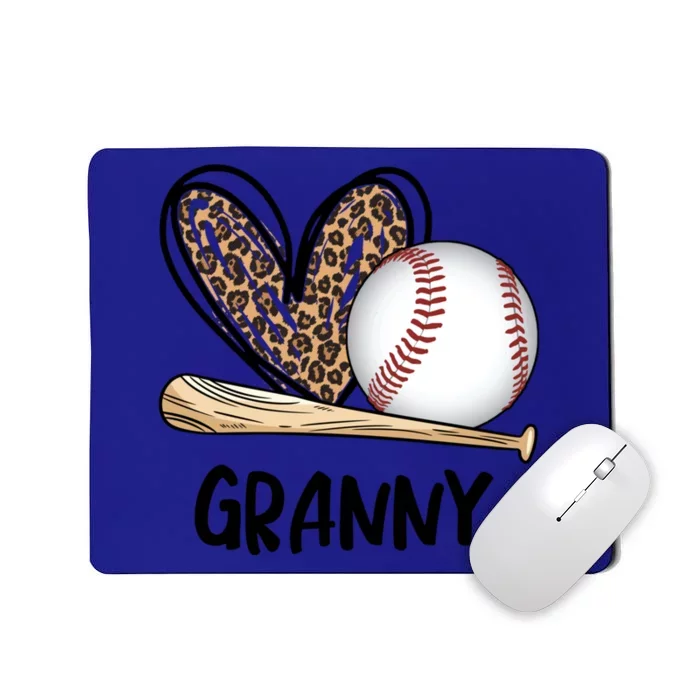 Baseball Granny Leopard Heart Baseball Lover Great Gift Mousepad