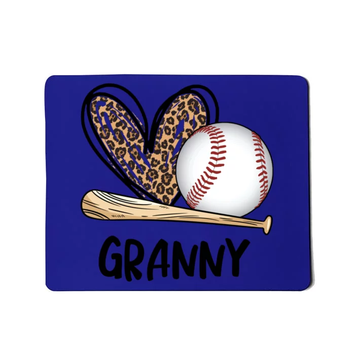 Baseball Granny Leopard Heart Baseball Lover Great Gift Mousepad