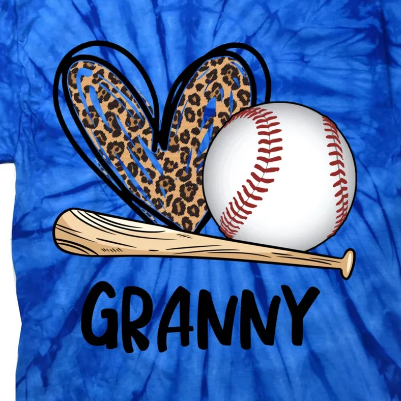 Baseball Granny Leopard Heart Baseball Lover Great Gift Tie-Dye T-Shirt