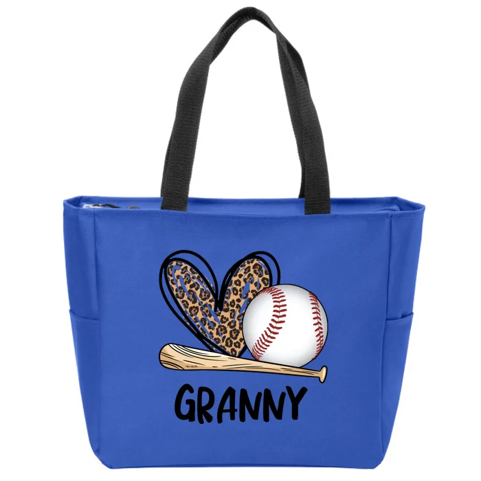 Baseball Granny Leopard Heart Baseball Lover Great Gift Zip Tote Bag