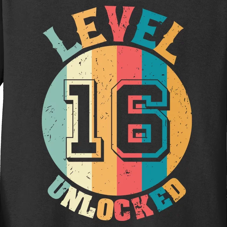 Birthday Gift Level Unlocked 16 Years Kids Long Sleeve Shirt