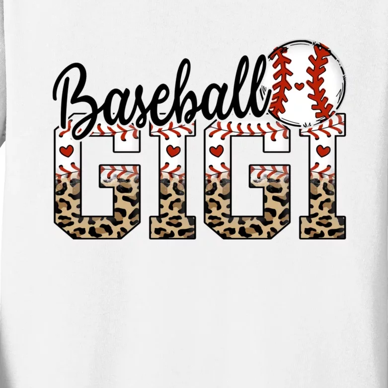 Baseball Gigi Leopard Ballpark Gigi Baseball Mom Mothers Day Kids Long Sleeve Shirt