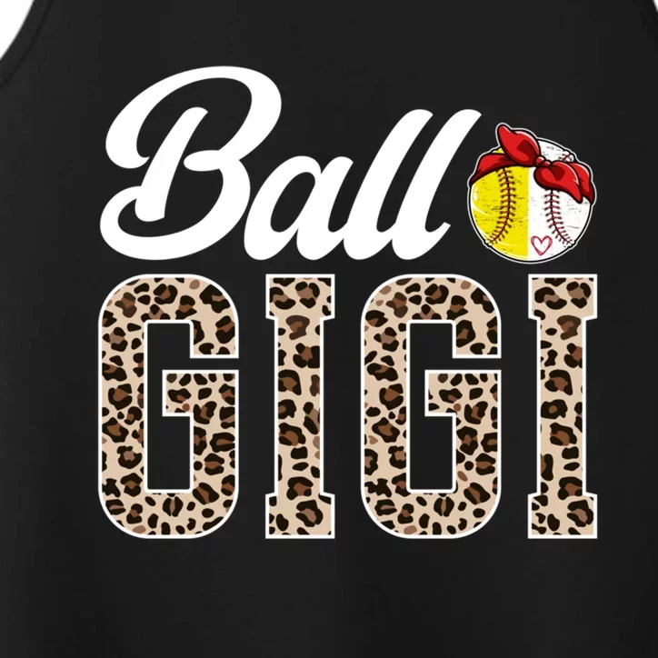 Ball Gigi Leopard Softball Baseball Gigi Grandma Meaningful Gift Performance Tank