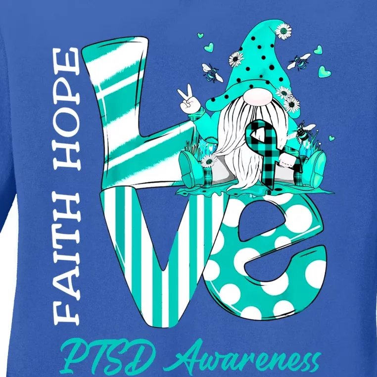 Bee Gnome Love Ptsd Awareness Gift Ladies Long Sleeve Shirt